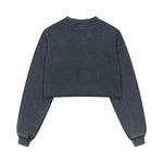 Distressed Raw Hem Crop Sweatshirt
