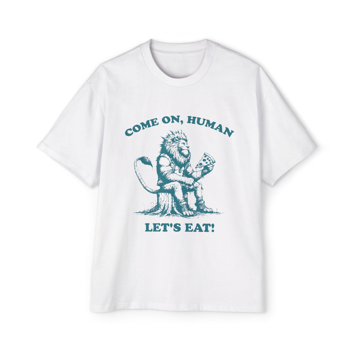 Retro Lion Warrior Pizza Graphic Tee-INNBLAC Fashion Apparel