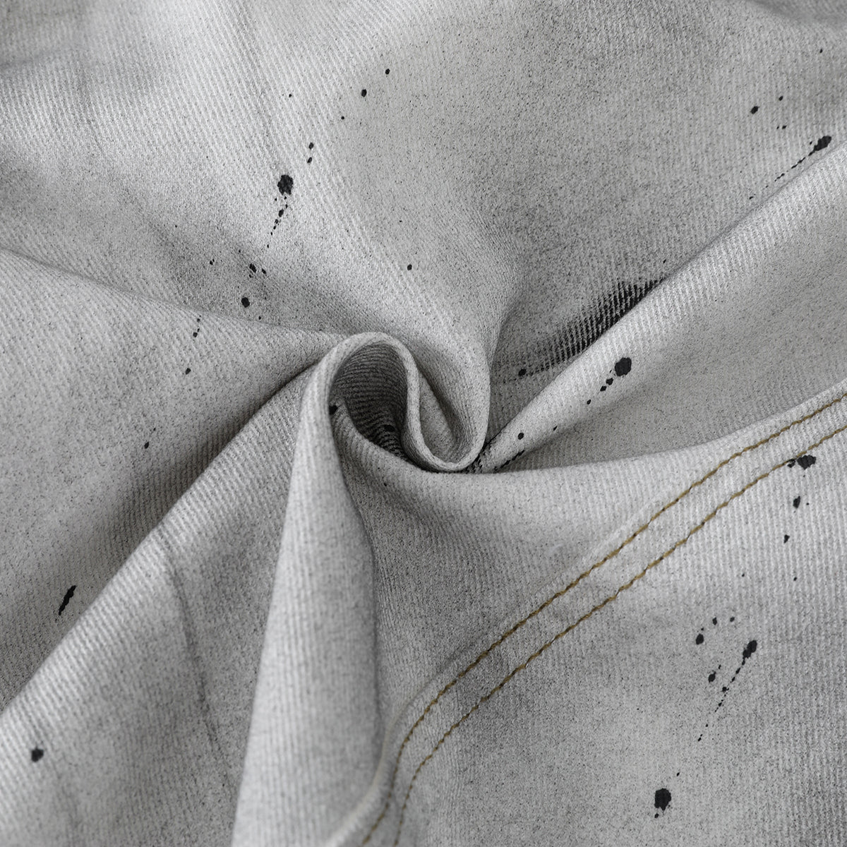 Ink-splatter Barrel Leg Denim Shorts