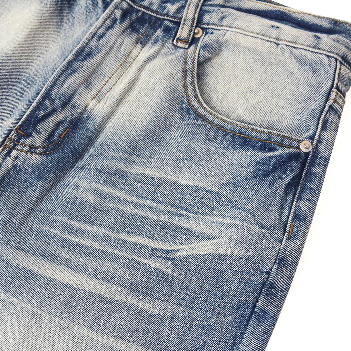 Vintage Wash Faded Wide-Leg Jeans