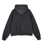 Raw Edge Boxy Washed Cotton Hoodie