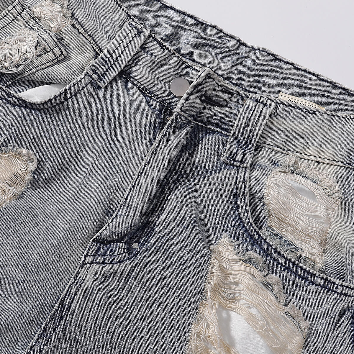 Heavily Distressed Vintage Wash Baggy Jeans