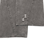 Smoky Gray Distressed Wide-Leg Jeans