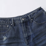 Ripped Patchwork Camo Denim Bermuda Shorts