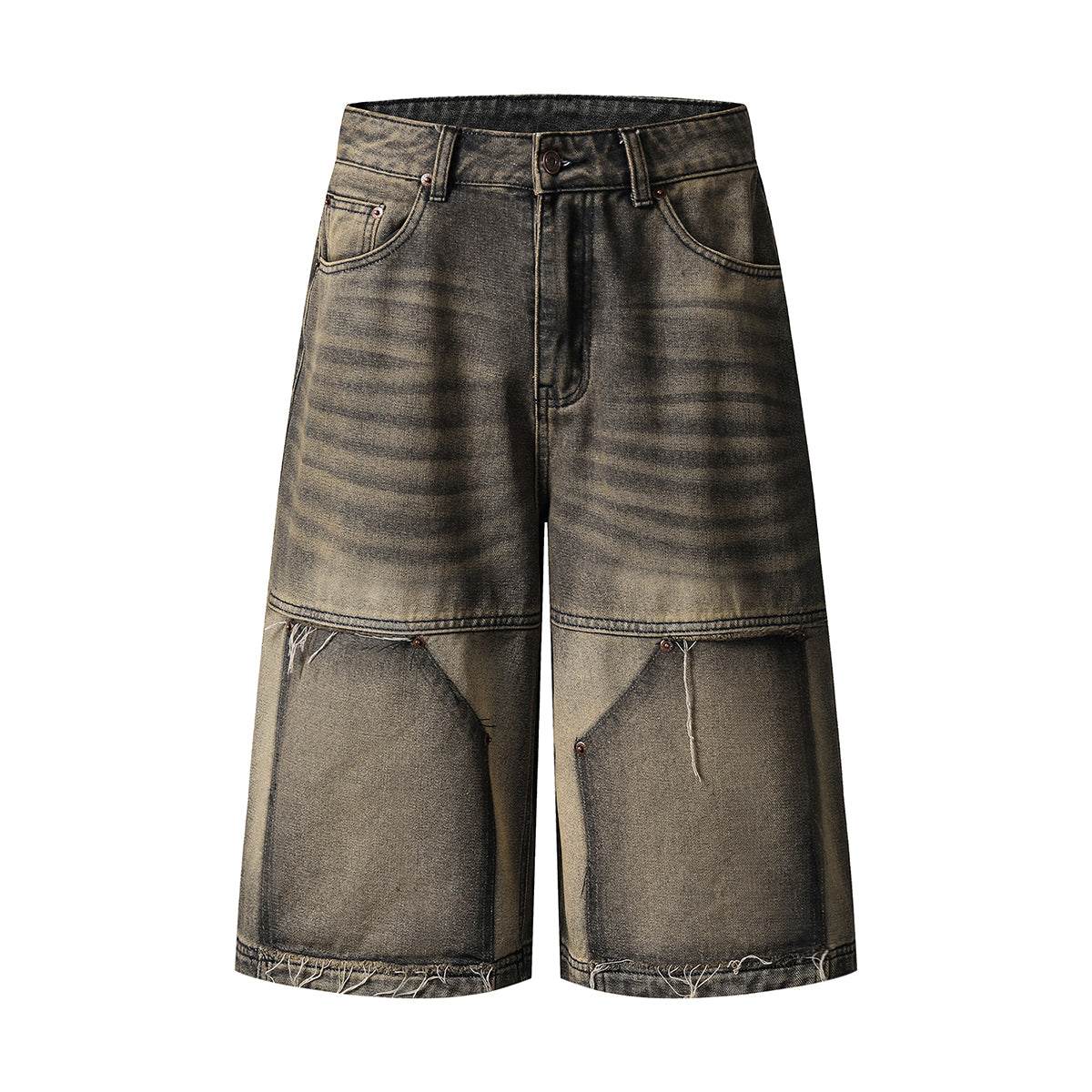 Vintage Wash Straight Leg Denim Bermuda Shorts