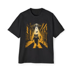 Raccoon Running Alien And UFO Graphic Tee-INNBLAC Fashion Apparel