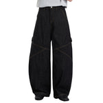 Washed Contrast-Stitch Baggy Relaxed Carpenter Denim Pants