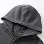 Distressed Vintage Wash Zip Up Hoodie