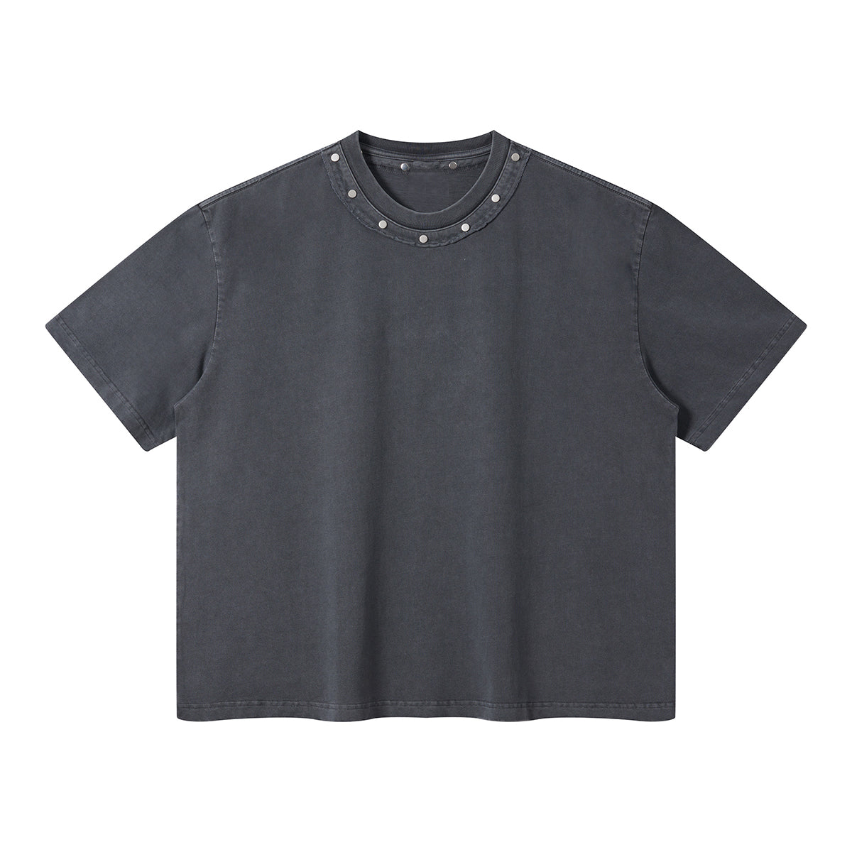 Rivet Detail Washed Boxy Fit T-Shirt