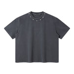 Rivet Detail Washed Boxy Fit T-Shirt