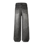 Gradient Fade Knee-Ripped Baggy Jeans