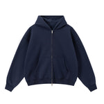 Soft Cotton Fleece Zip Up Hoodie Kangaroo Pockets
