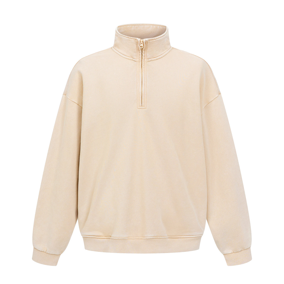 Distressed Wash Comfort Zip Pullover Sweatshirt