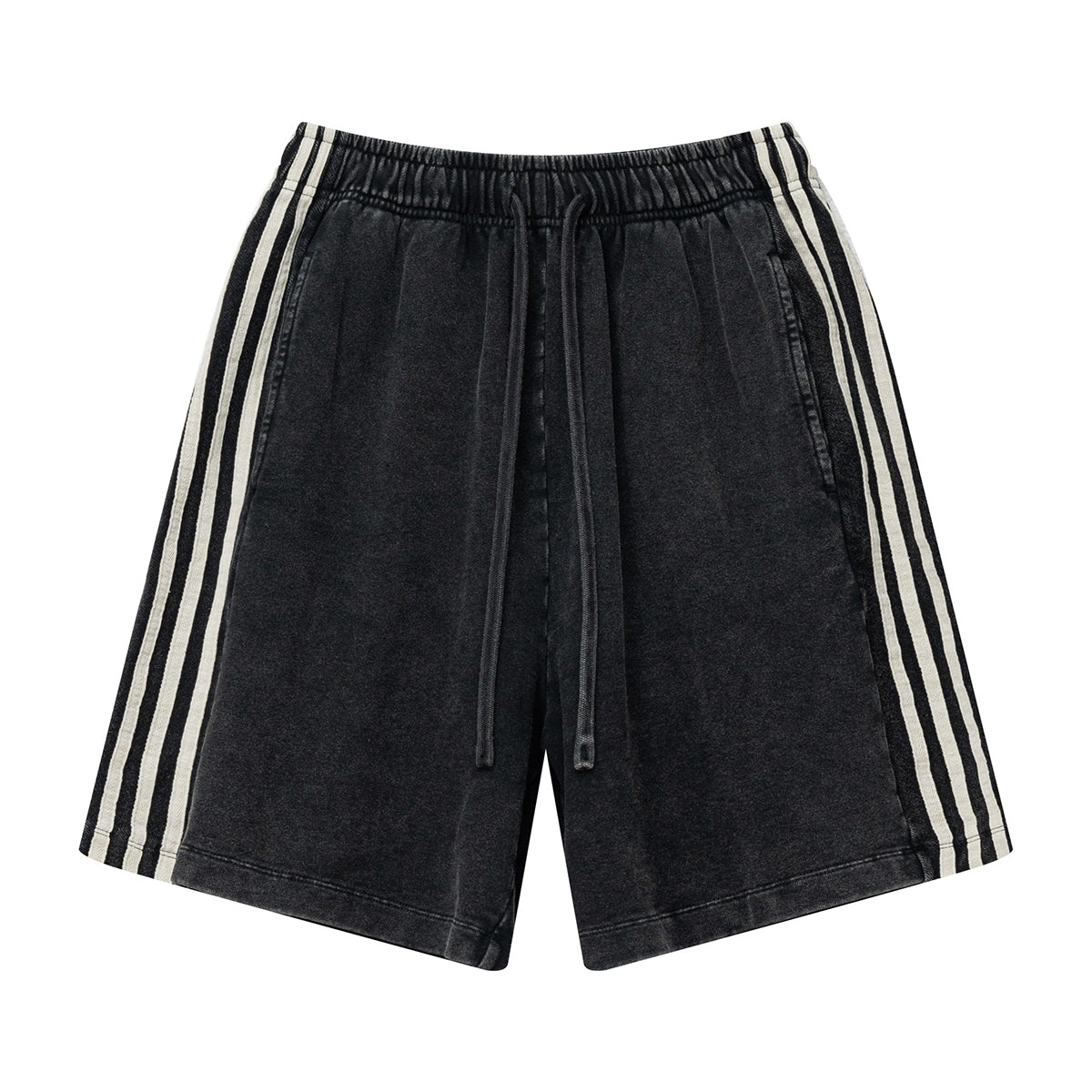 Washed Contrast Color Track Shorts