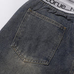 Elastic Waistband Wide Leg Denim Pants