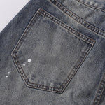 Wide Leg Distressed Paint Splatter Denim Jeans