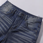 Vintage Wash Whisker Faded Straight Leg Jeans