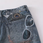 Cartoon Printed Baggy Denim Pants