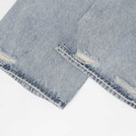 Light Blue Distressed Ripped Straight Jeans