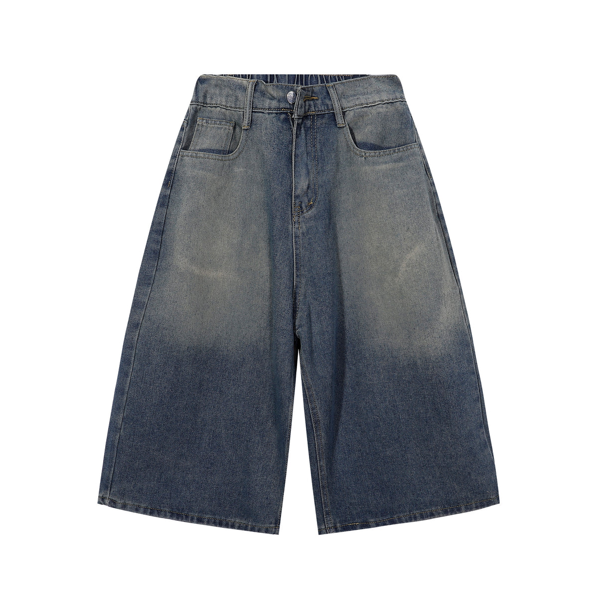 High Waist Wide Leg Ombre Denim Shorts