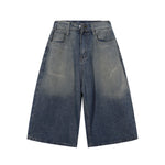 High Waist Wide Leg Ombre Denim Shorts