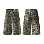 Straight Leg Leopard Bermuda Cotton Shorts
