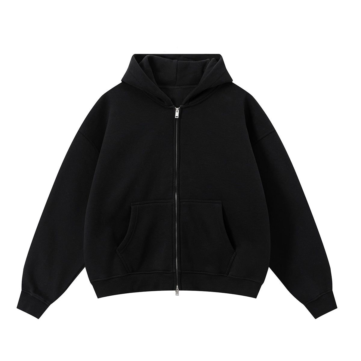 Soft Cotton Fleece Zip Up Hoodie Kangaroo Pockets