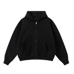 Soft Cotton Fleece Zip Up Hoodie Kangaroo Pockets