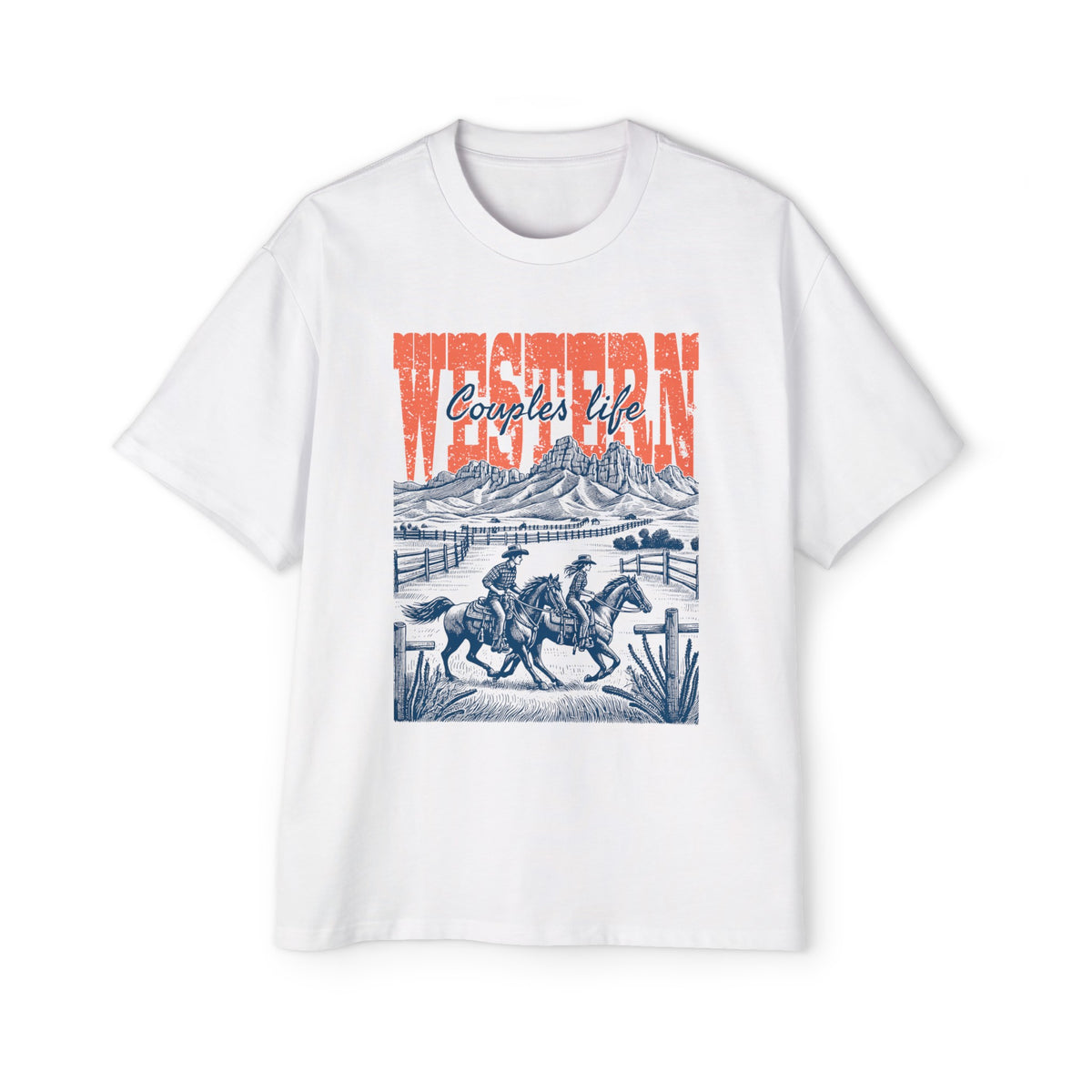 Cowboy Cowgirl Western Couples Graphic Tee-INNBLAC Fashion Apparel