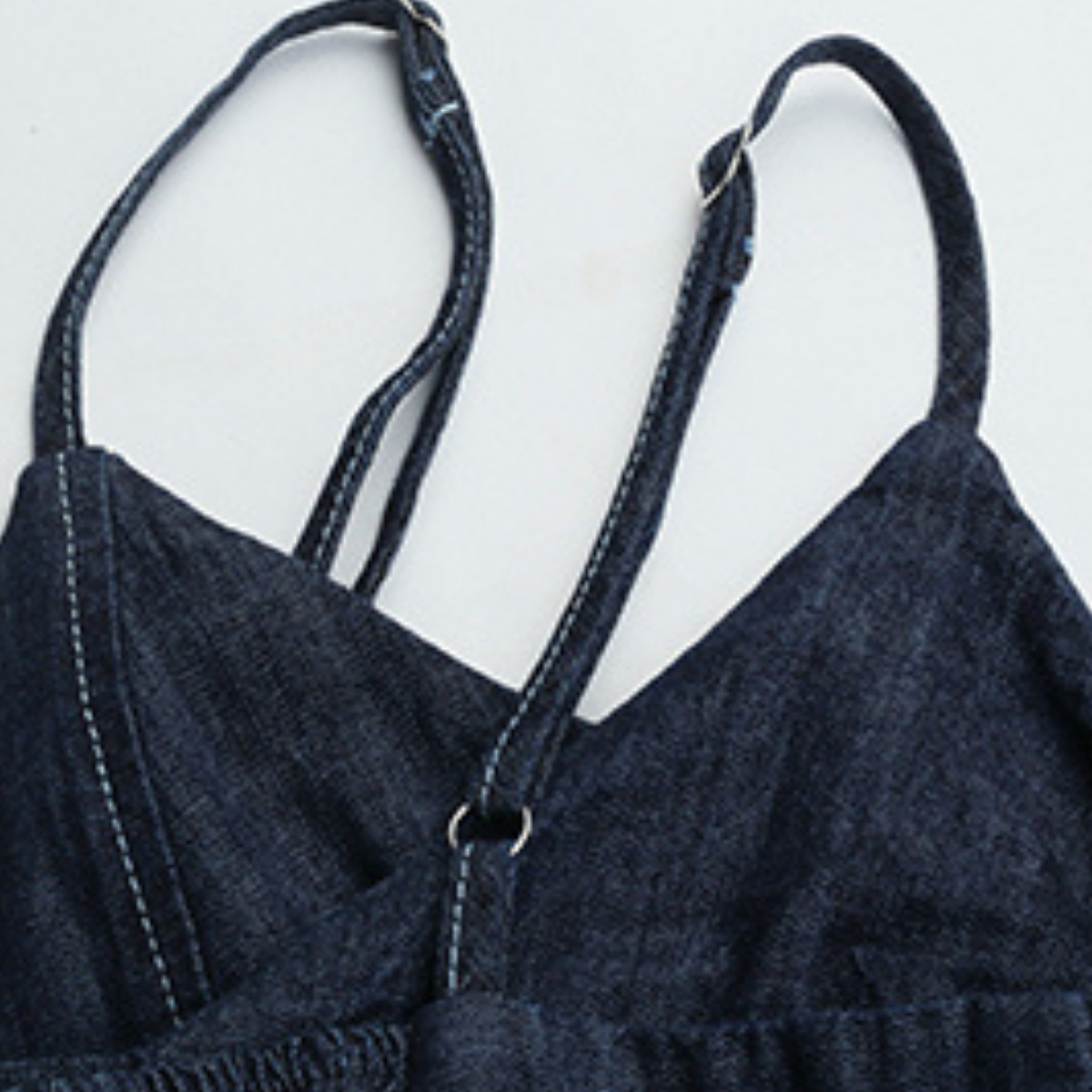 Dark Blue Denim Spaghetti Strap Midi Dress