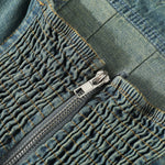 Falda vaquera con bordado de perlas y lavado vintage