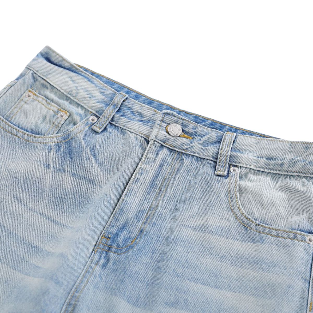 Vintage Washed Light Blue Whiskered Slim Flare Jeans