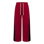 Contrast Side Spliced Zipper Draping Wide‑Leg Athletic Pants