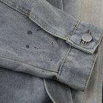 Men’s Retro Street Distressed Stand Collar Denim Jacket