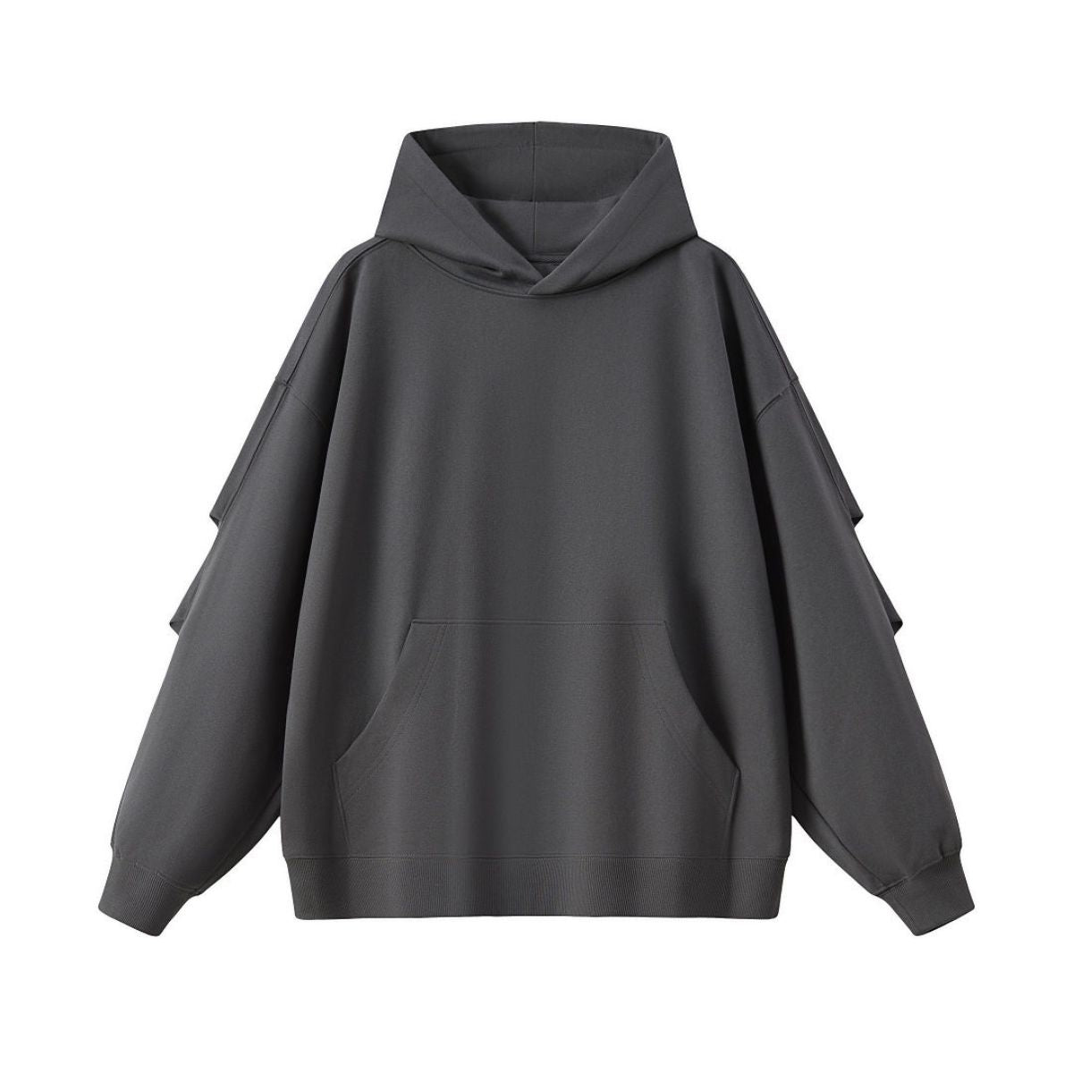 Hooded Terry Sweatshirt With Stacked Ruched Cuffs