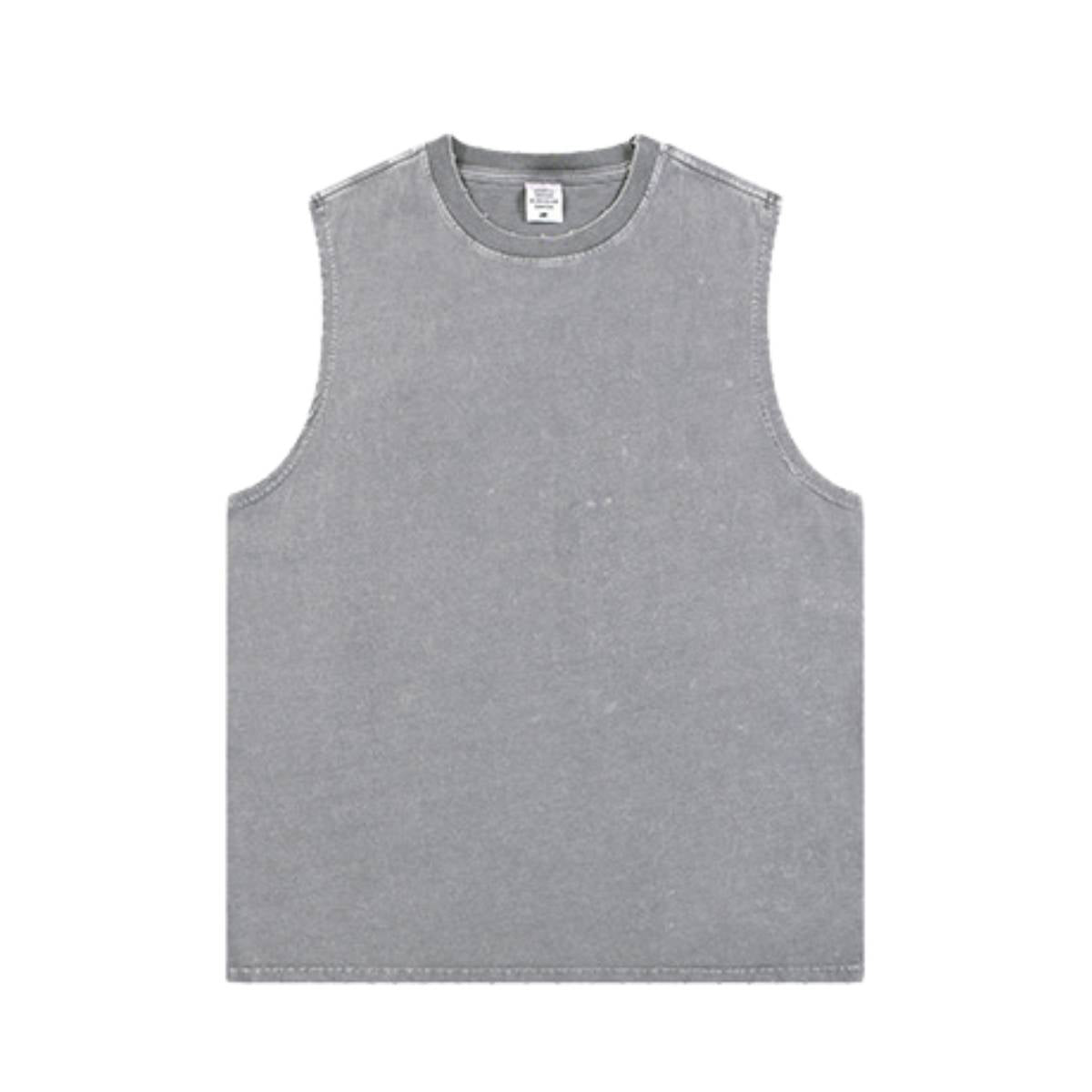 Acid Wash Raw Edge Sleeveless Tee