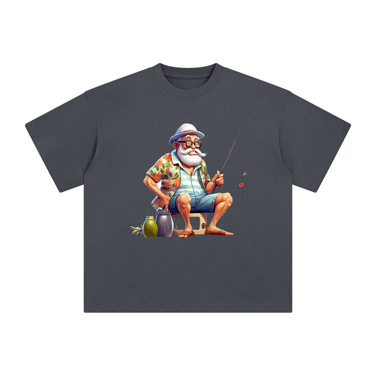 Grandpa Fishing Graphic Tee-INNBLAC Fashion Apparel