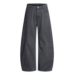 Pantalones de algodón con pierna ancha y color liso