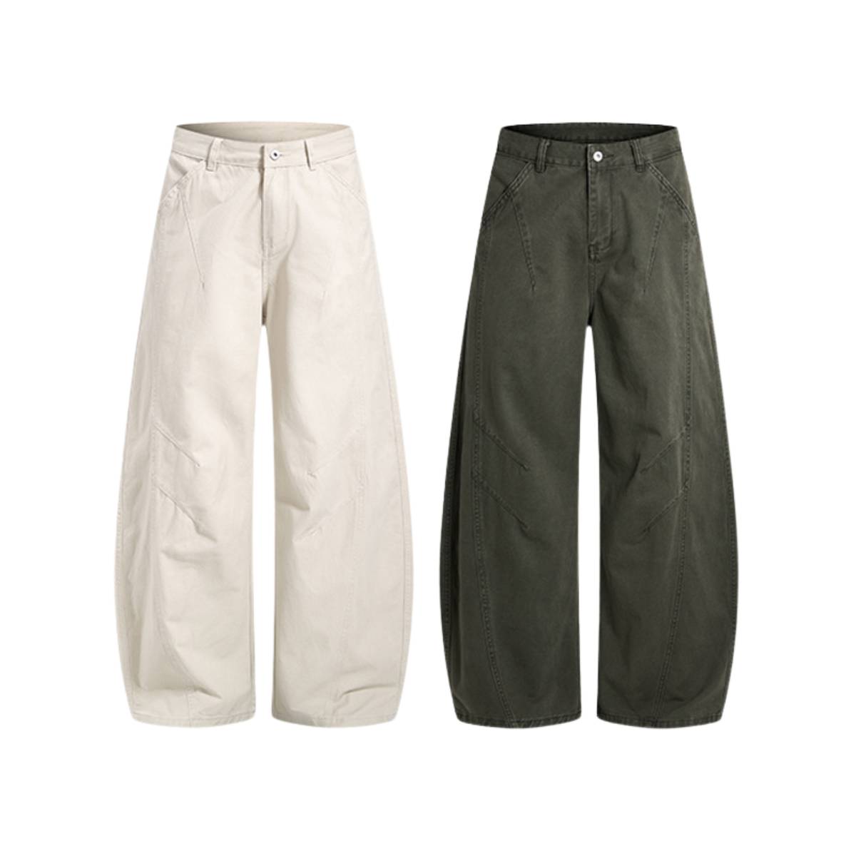 Pantalones de algodón con pierna ancha y color liso