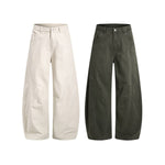 Pantalones de algodón con pierna ancha y color liso