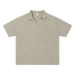 Retro Distressed Waffle Vintage Wash Polo T-Shirt