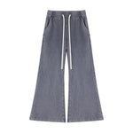 Heavyweight Washed Snow Wash Cotton Flare Pants for Women