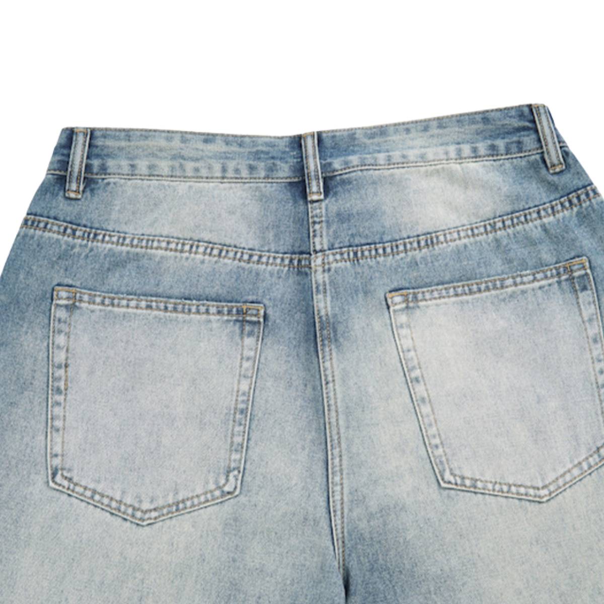 High Street Gradient Washed Whiskered Wide Leg Denim Jeans