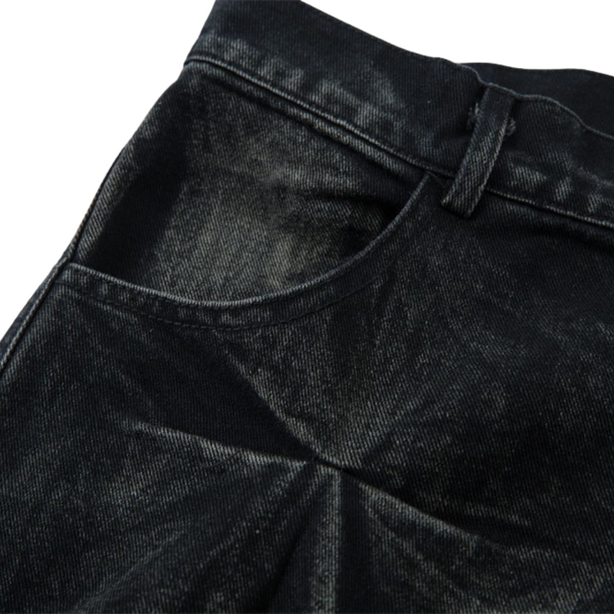 Men's Tie-Dye Denim Pants Heavy Pleated Distressed Loose Wide Leg