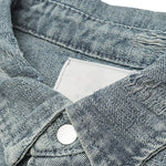 American Vintage Irregular Wear Pattern Design Washed Denim Jacket