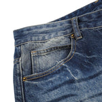 Washed Blue Distressed Micro Flare Vintage Denim Jeans
