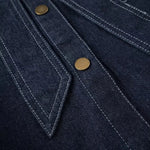 Stand-up Collar Bow Denim Blouse