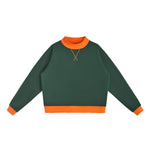 Mock Neck Sweatshirt With Contrast‑Color Stitching