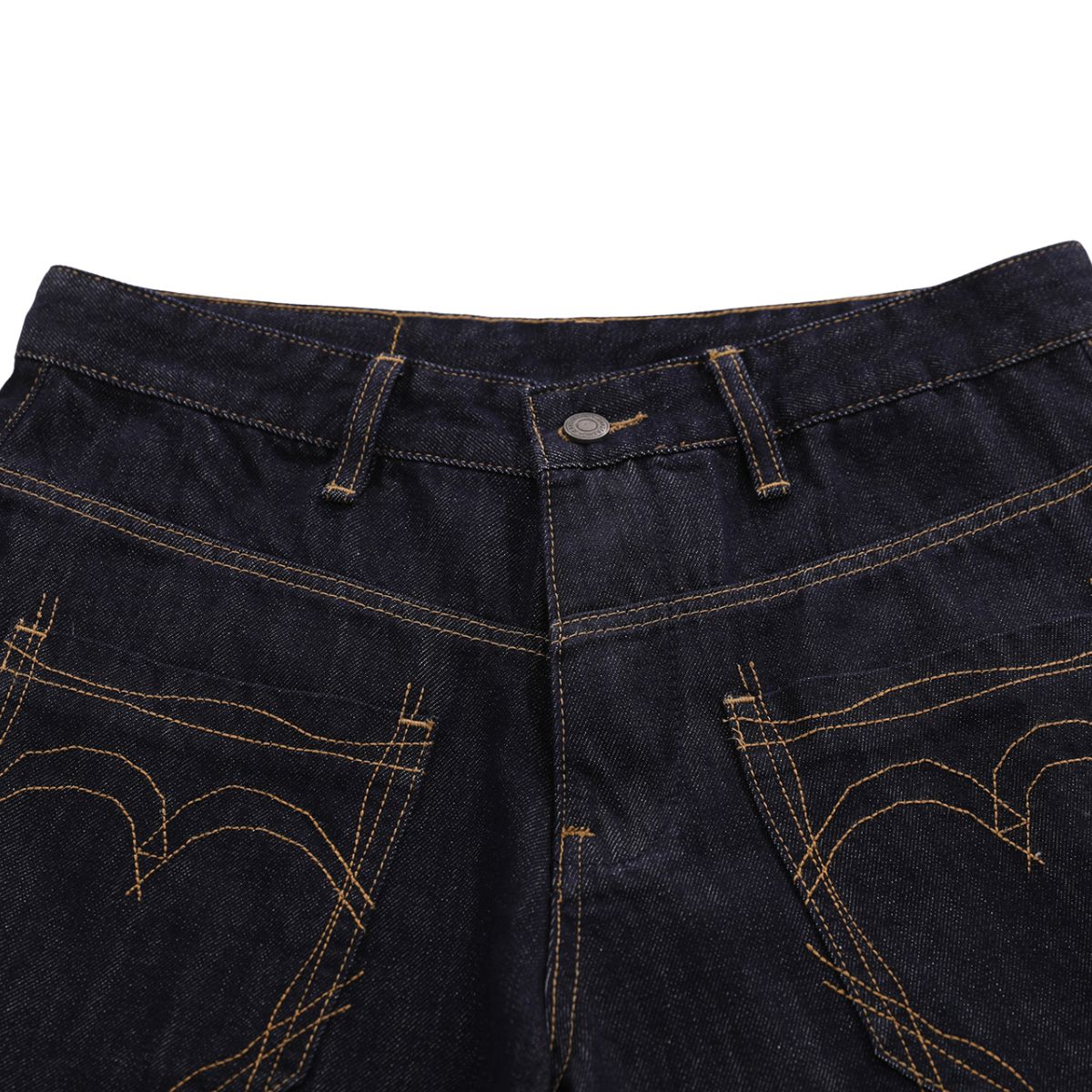 Raw Indigo Embroidered Pocket Denim Bermuda Shorts