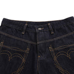 Raw Indigo Embroidered Pocket Denim Bermuda Shorts